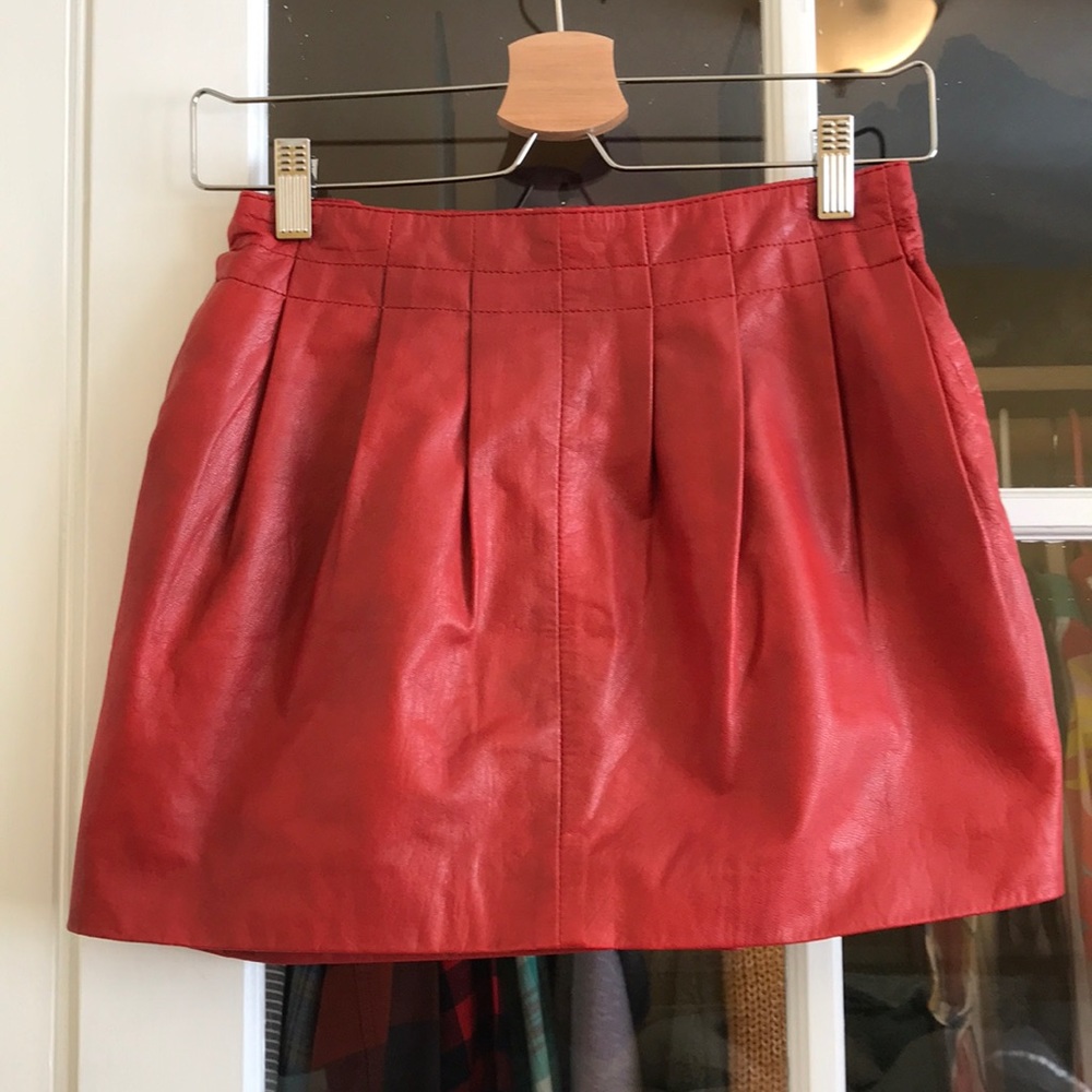 Zara Red Leather Mini Skirt